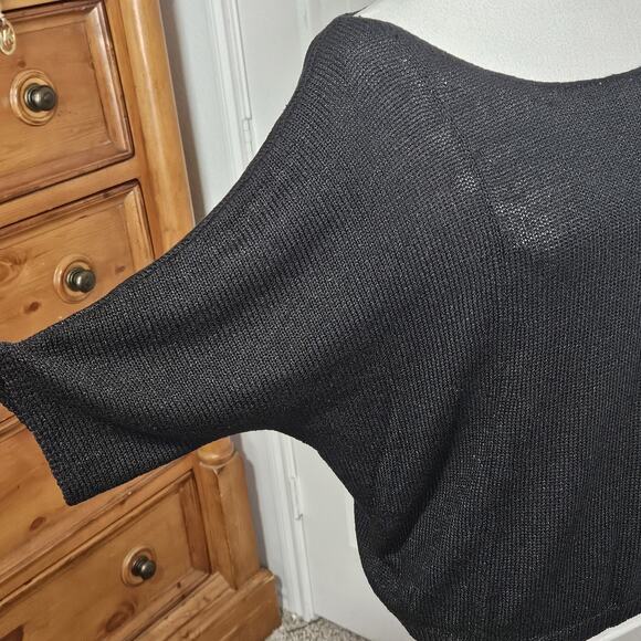 Mossimo Women's Medium Boat Neck Knit Pullover Short Sleeve Black Sweater - Picture 8 of 11